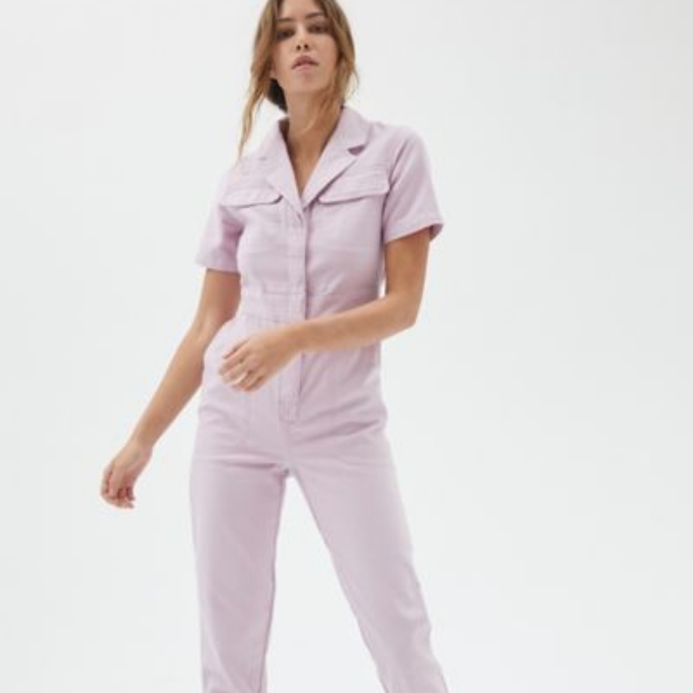 BDG Lizzy Short Sleeve Cotton Twill Coverall Jumpsuit